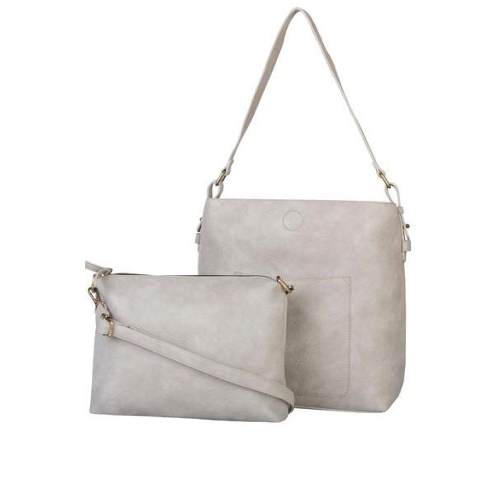 Gray Vegan Leather Crossbody Bag